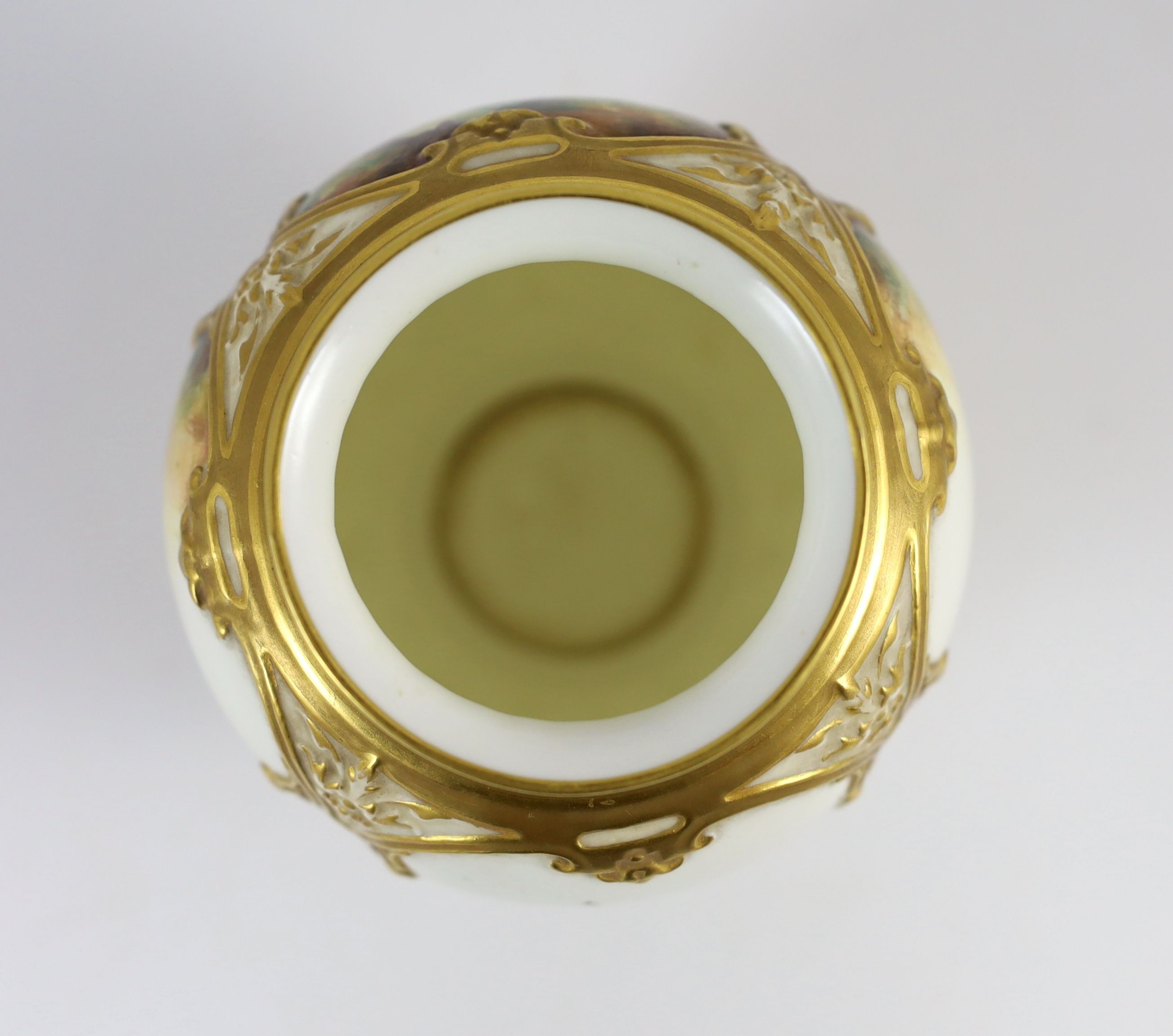 A Royal Worcester fruit painted vase and cover, by John Freeman, c.1962, 19cm high